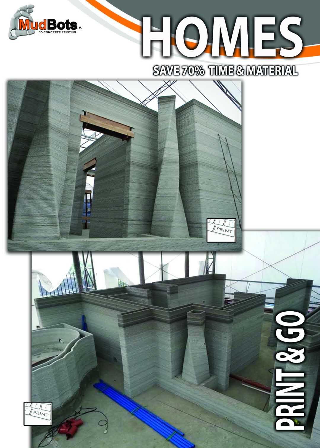 3D Concrete Printer Creations by MudBots